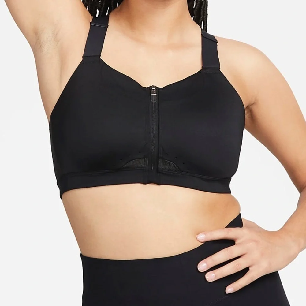 NWT NIKE Alpha Women's High-Support Padded Zip-Front Sports Bra- Black/ Size XS